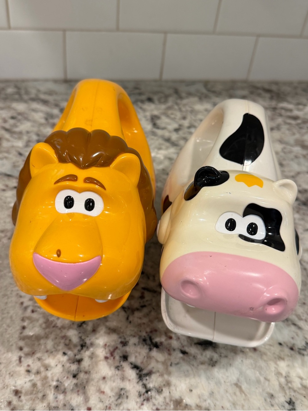 Vintage little Tikes Yellow Lion and White Cow Cute Animal flashlights